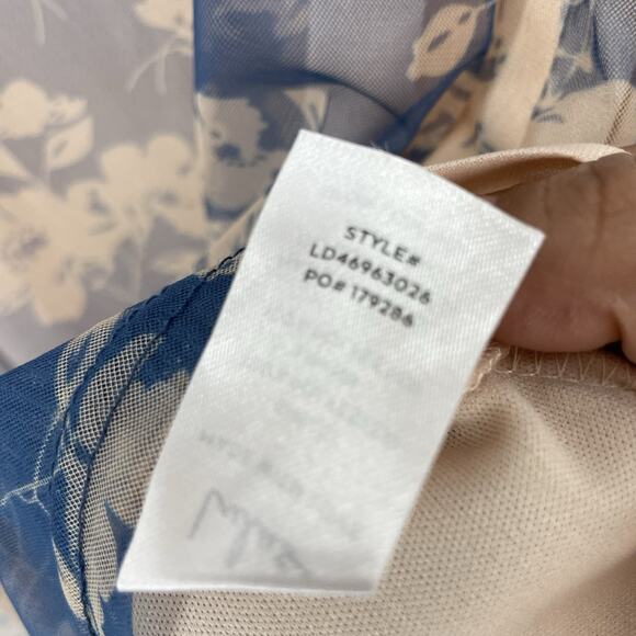 Lulus Size Large Babydoll Milkmaid Mini Dress Sheer Floral Blue Pink Romantic - Picture 10 of 10